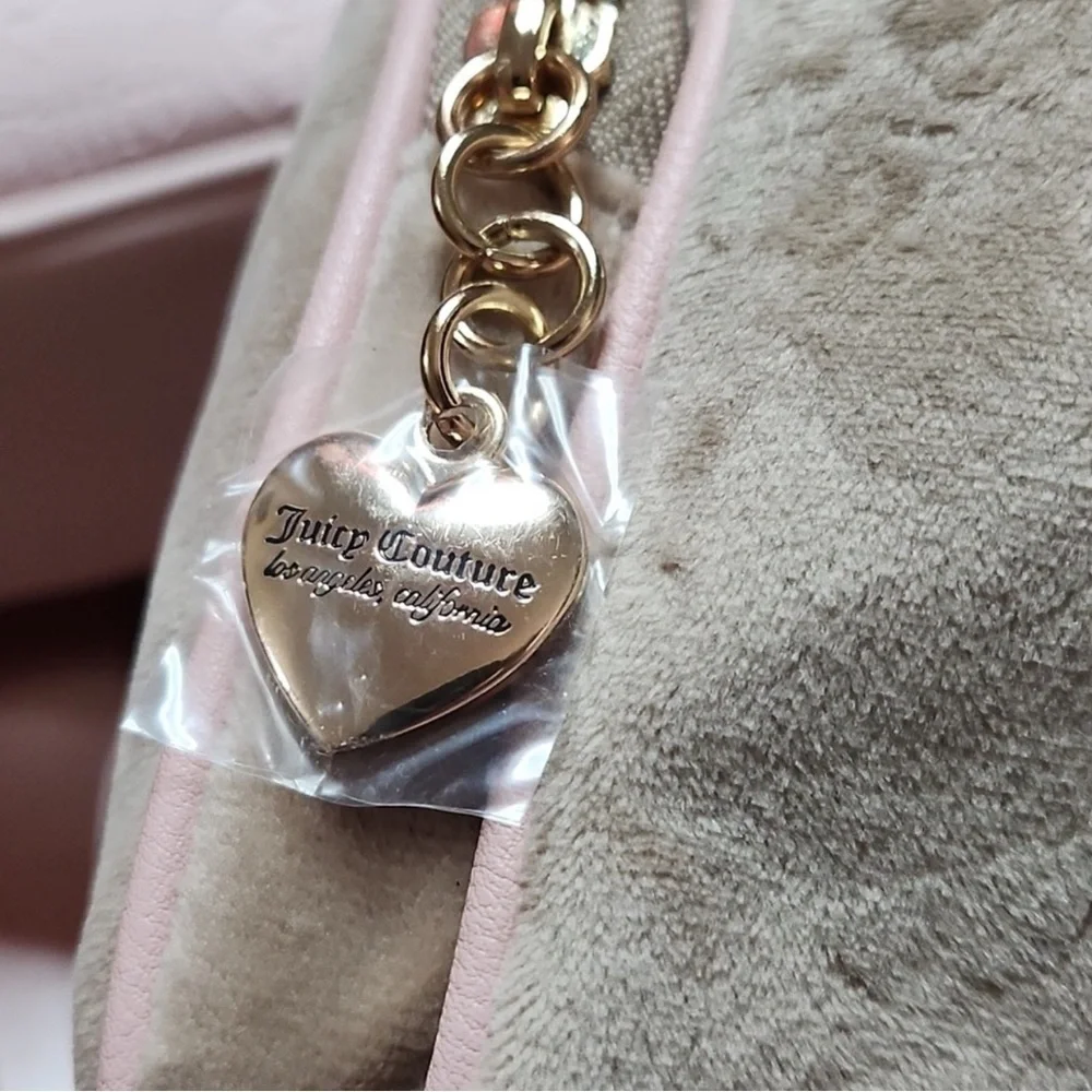 Juicy Couture Beige/ Pink Backpack with Heart Design and Suede Texture - Picture 11 of 11